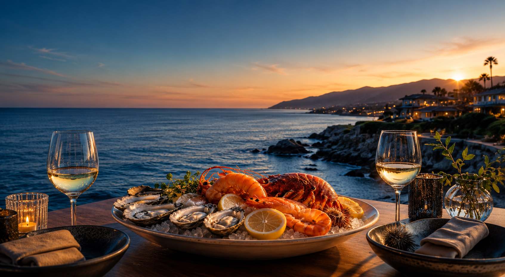 Marea — dark luxury coastal dining website concept, hero section